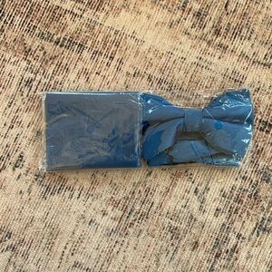 Blue Bow Tie and Pocket Square Set